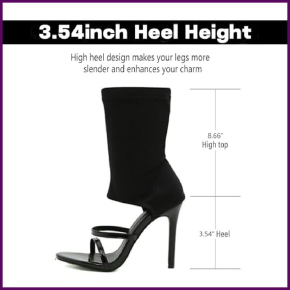 Stiletto Gladiator Sandals High Top Open Toe Stretch Fabric Heels - Picture 7 of 8